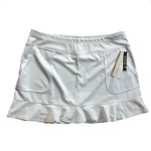 Nanette Lepore Play Bright White Tennis Skort Skirt Pockets Ruffle Large UPF 50